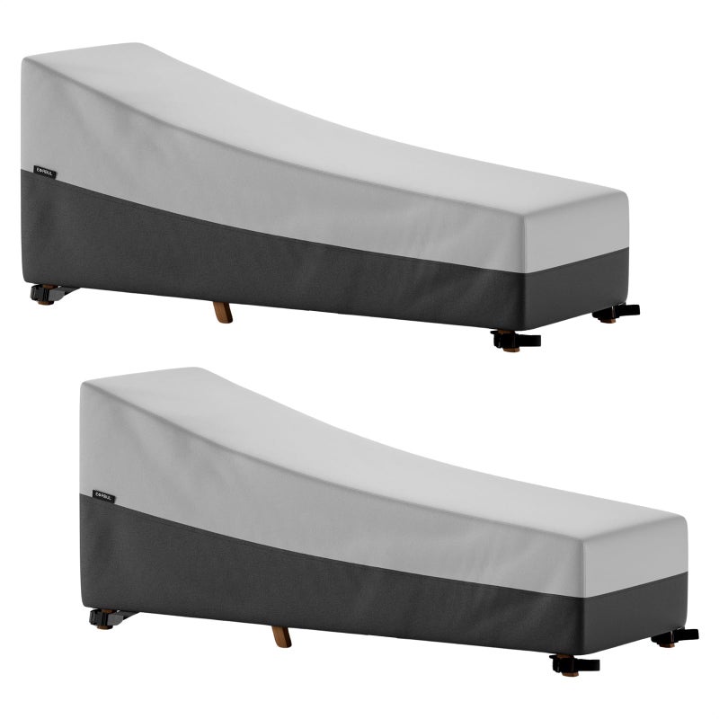 EVRBUL 2PCS Patio Chaise Lounge Covers 84L x 32W x 32H Heavy Duty 420D Waterproof Outdoor Pool Lounge Chair Covers with Air Vents Fixed Straps Bottom Drawstrings - Image 2