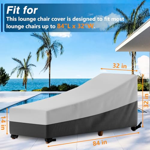 EVRBUL 2PCS Patio Chaise Lounge Covers 84L x 32W x 32H Heavy Duty 420D Waterproof Outdoor Pool Lounge Chair Covers with Air Vents Fixed Straps Bottom Drawstrings - Image 3