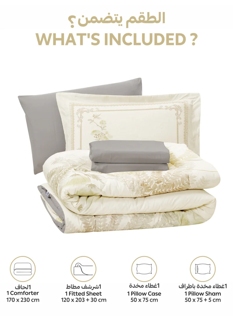 Donetella Bedding Comforter Set, twin Size Fits 120x200 cm - 4-Pcs Digital Print Quilted Bed Set, Microfiber Fabric - 1 Comforter, 1 Fitted Sheet, 1 Pillow Shams, 1 Pillowcases.