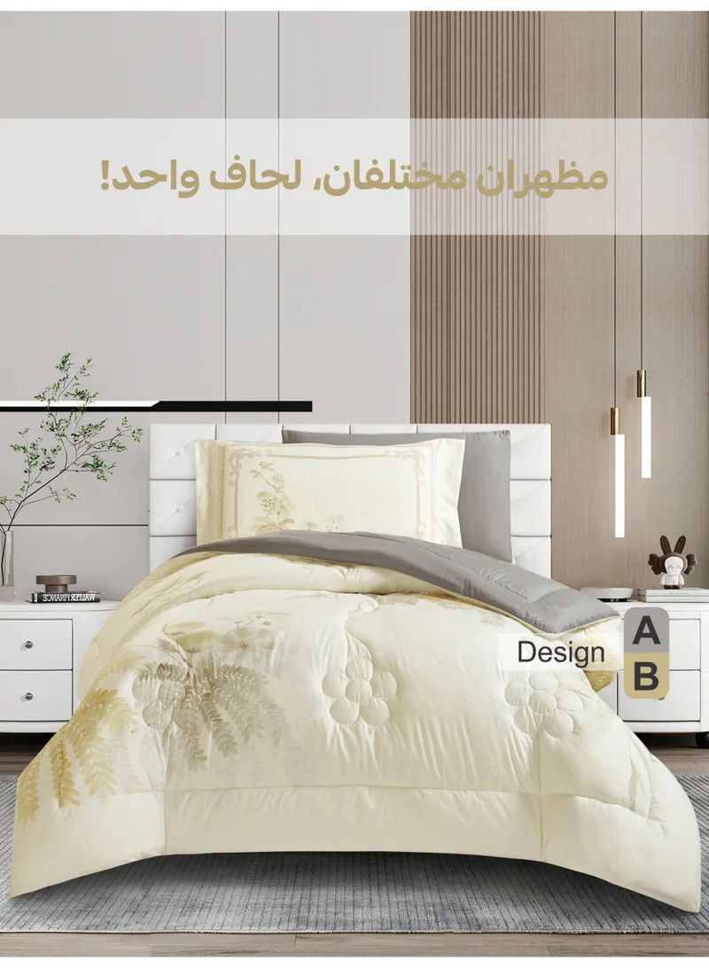 Donetella Bedding Comforter Set, twin Size Fits 120x200 cm - 4-Pcs Digital Print Quilted Bed Set, Microfiber Fabric - 1 Comforter, 1 Fitted Sheet, 1 Pillow Shams, 1 Pillowcases.