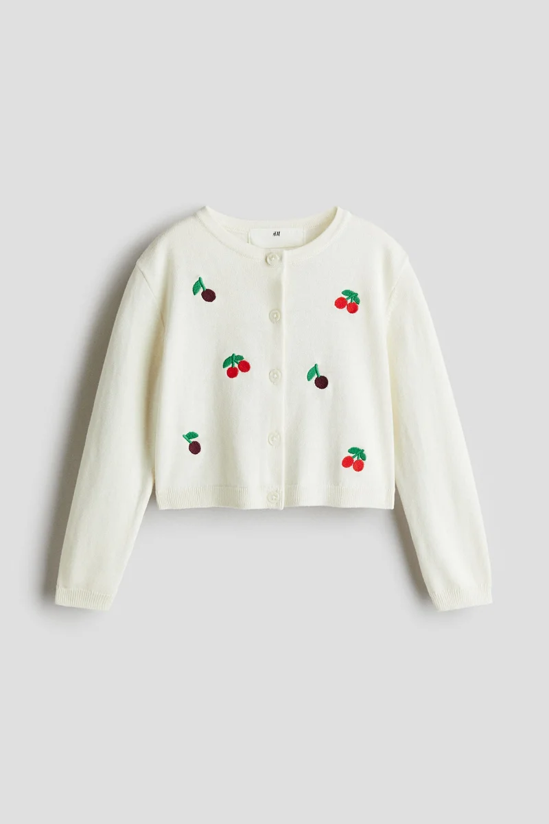 اتش اند ام كارديغان من القطن بتفاصيل مزخرفة