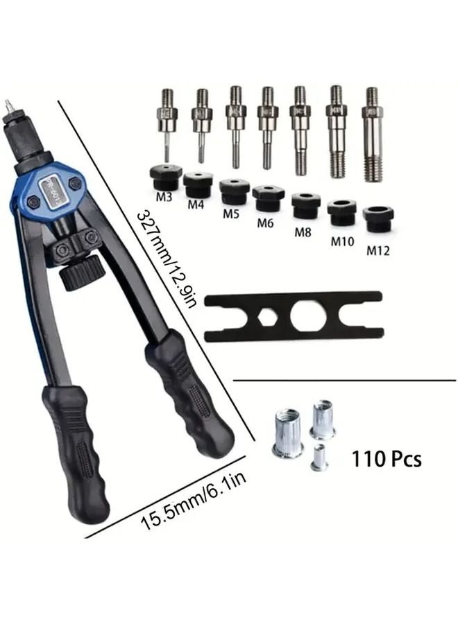 300PC Rivet Gun Set Manual Riveter Tool with Accessories for Automotive Repair Furniture Assembly - Image 2