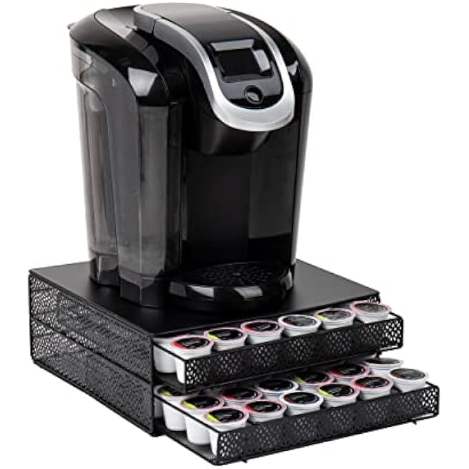 rayihni MtrayBlk Capacity KCup Coffee Pod Storage Organizer Drawer Metal Mesh Black 72 Capacity DbmtrayBlk - Image 2