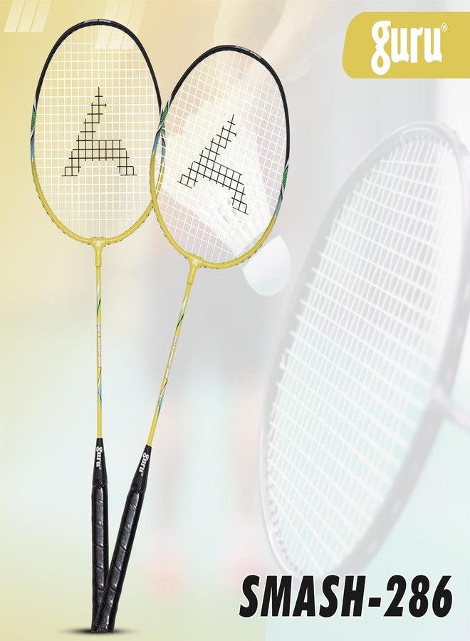 GURU Smash-286 Yellow Heavy Duty Aluminium Badminton Racket Pack of 1 with Cover - Image 5