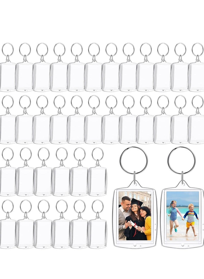 150 Pieces Photo Insert Keychain Clear Acrylic Picture Keychains Picture Frame Key Chain 2.2 x 1.6 Inch Rectangle Blank Photo Keychains for Holiday Photo Diaplay Supplies - Image 1