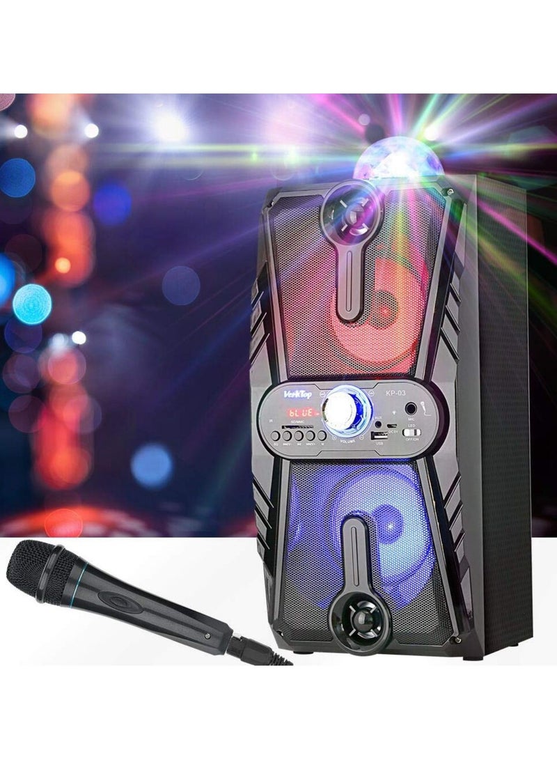 Karaoke Machine for Kids & Adults Portable PA System Rechargeable Wireless Bluetooth Speaker with Disco Ball&Wired Microphone for Party/Wedding/Meeting/Performance - Image 2