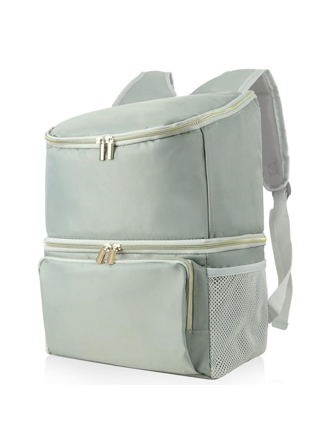 Wolka Breast Milk Bags, Breastmilk Cooler Travel Backpack with Dual Insulated Compartments & Removable Divider, 50 Cans Capacity, Fit Most Breast Pumps Like Medela, Spectra S1, S2, Evenflo (Grey) - Image 1