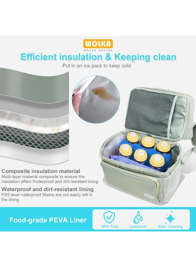 Wolka Breast Milk Bags, Breastmilk Cooler Travel Backpack with Dual Insulated Compartments & Removable Divider, 50 Cans Capacity, Fit Most Breast Pumps Like Medela, Spectra S1, S2, Evenflo (Grey) - Image 4