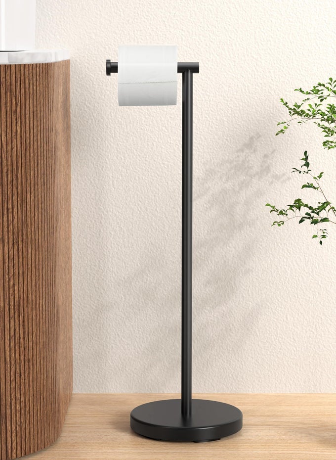 TOILET PAPER HOLDER STAND WITH WEIGHTED BASE 26 H TALLER VERSION FREE STANDING TOILET PAPER ROLL HOLDER FOR BATHROOM RUSTPROOF BPH283S66BK