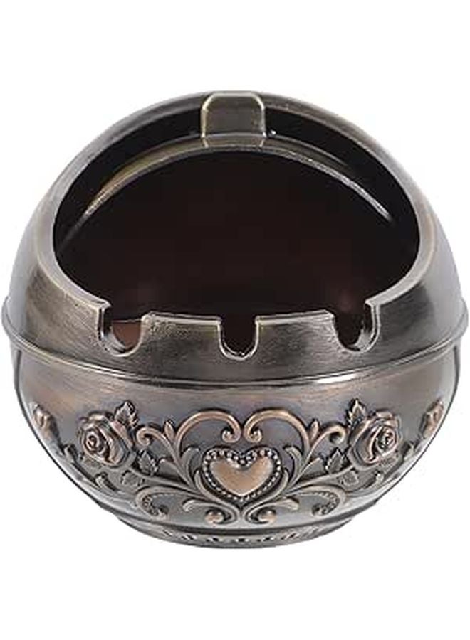 Vintage Metal Ashtray with Lid Portable Anti Drop for Indoor Outdoor Use - Image 1