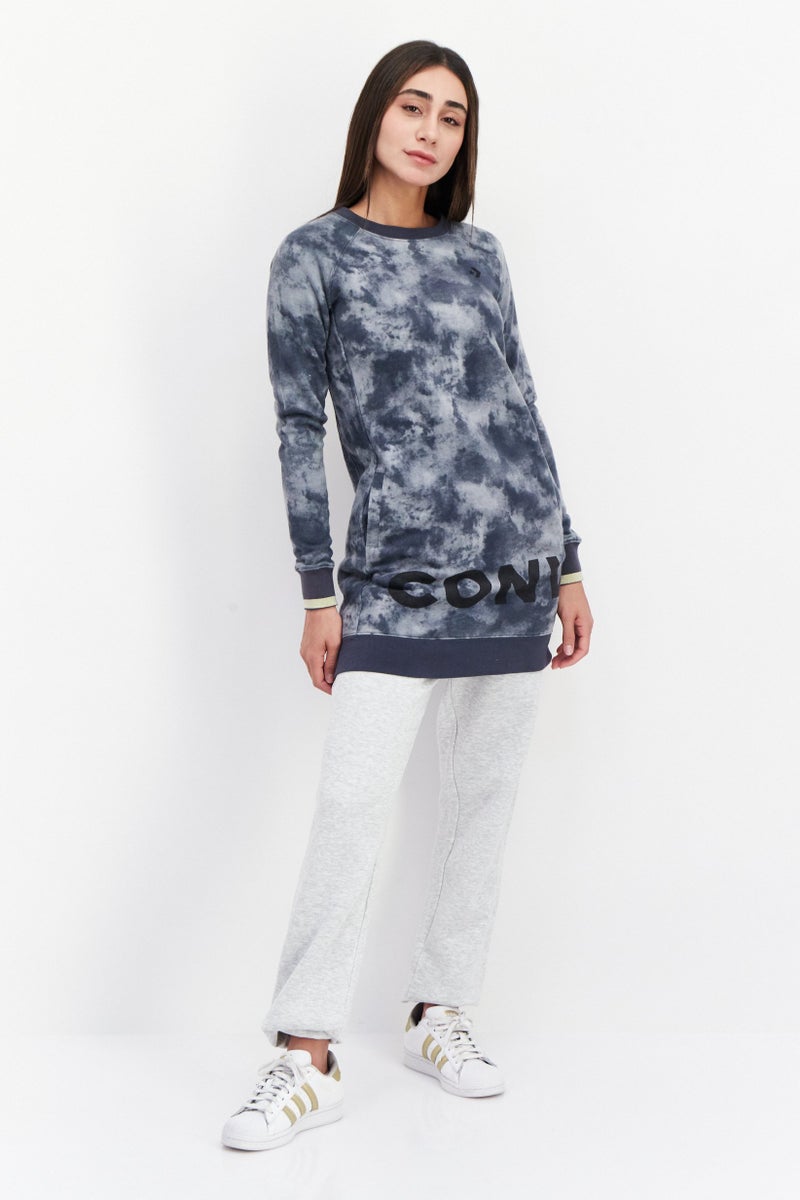 CONVERSE Women Sportswear Fit Long Sleeves Outdoor Sweatshirt, Grey Combo - Image 2