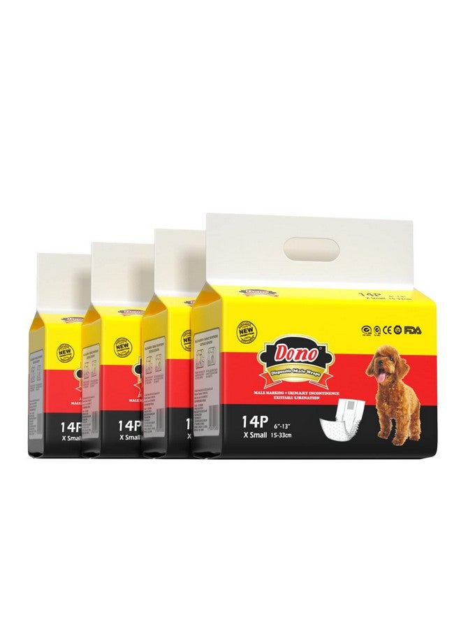 Dono Disposable Male Wraps Dog Diapers Super Absorbent Soft Diapers For Male Dogs,With Wetness Indicator,56Pcs,Xs (6"13") - Image 1