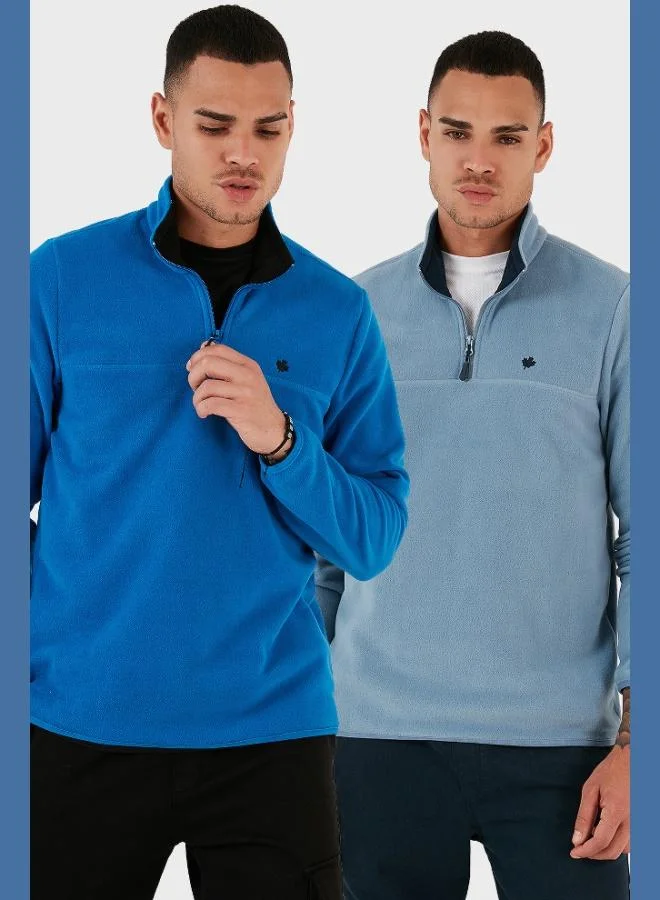 Buratti Buratti Slim Fit Anti-Pilling Non-Pilling Bato Collar Raised 2-Pack Polar Men's POLAR 5906001S2