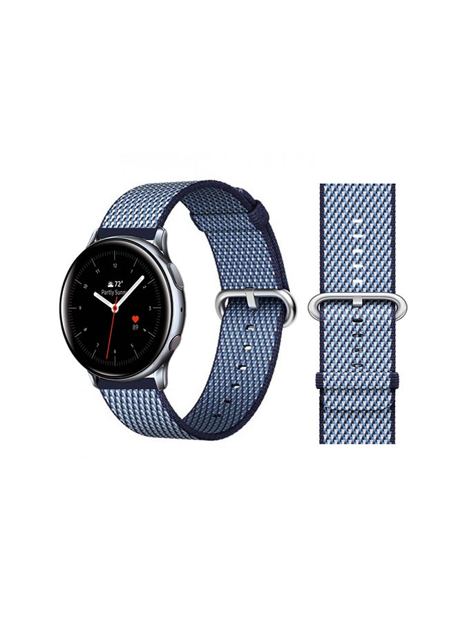 Perfii Woven Replacement Band For Samsung Galaxy Active/Active2 Blue Check