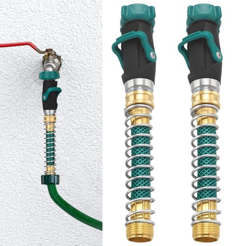 Chunful 2 Pcs 1 Way Hose Connection with 2 Pcs 57 Outdoor Faucet Extender Fits Standard Garden Hoses Spring Hose Extension Shut off Valve No Leak Water Control 34 Inch Connector - Image 1