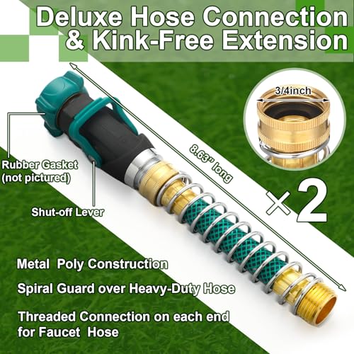 Chunful 2 Pcs 1 Way Hose Connection with 2 Pcs 57 Outdoor Faucet Extender Fits Standard Garden Hoses Spring Hose Extension Shut off Valve No Leak Water Control 34 Inch Connector - Image 3