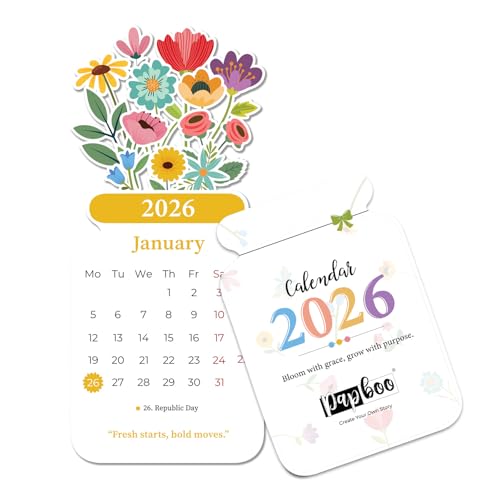 Papboo 2026 12 Months Desk Calendar with Multipurpose Wooden Stand 300 GSM, Best for new year Gifting (Floral Theme) - Image 2