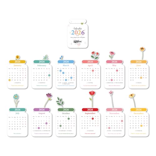 Papboo 2026 12 Months Desk Calendar with Multipurpose Wooden Stand 300 GSM, Best for new year Gifting (Floral Theme) - Image 4