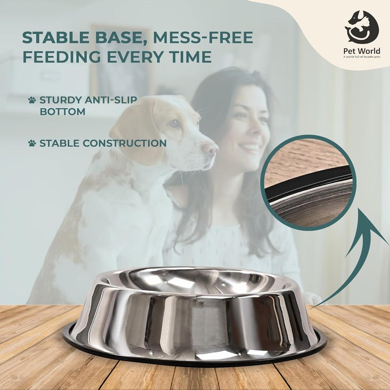 Pet World Feeding Bowl 240ml | Stainless Steel | for Dogs & Cats | Durable & Lightweight Feel | Scratch and Rust-Free | Non-Slip Ring at The Base | 240ml - Image 5