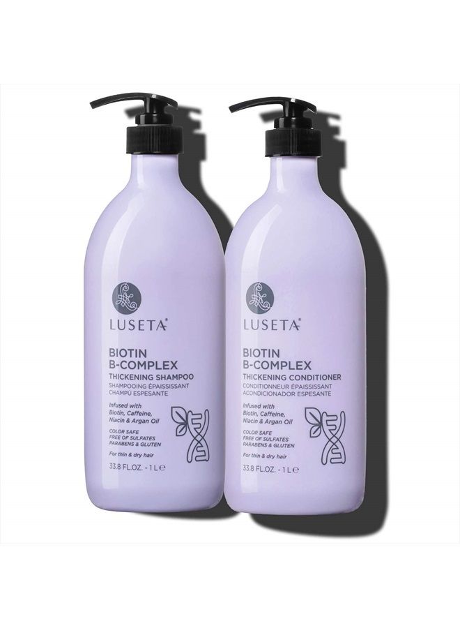 L LUSETA Luseta Biotin B-Complex Shampoo & Conditioner Set for Hair Growth and Strengthener - Hair Loss Treatment for Thinning Hair With Biotin Caffein and Argan Oil for Men & Women - All Hair Types 2 x 33.8oz - Image 1