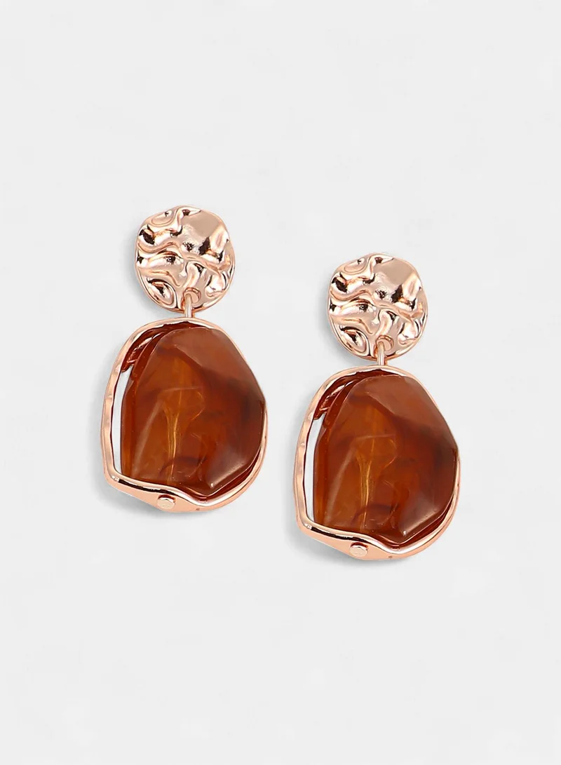 SOHI SOHI Women The Hammered-Amber Drop Earrings | Rose  Colour | One-Size | Artificial Stone Alloy Material | Push Back Closure | Earrings For Casual & Evening Wear