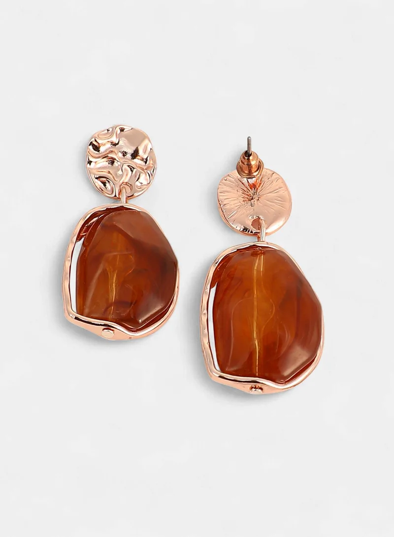 SOHI SOHI Women The Hammered-Amber Drop Earrings | Rose  Colour | One-Size | Artificial Stone Alloy Material | Push Back Closure | Earrings For Casual & Evening Wear