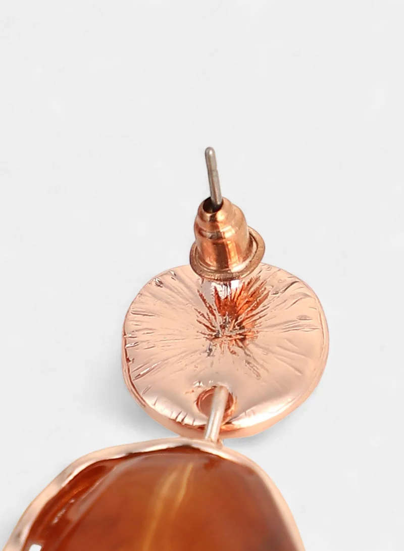 SOHI SOHI Women The Hammered-Amber Drop Earrings | Rose  Colour | One-Size | Artificial Stone Alloy Material | Push Back Closure | Earrings For Casual & Evening Wear