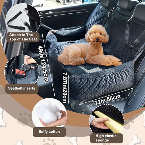 Suzile Dog Car Seat Bed for Large Under 100lbs Dogs Fully Detachable and Washable Car Bed with Safety Tethers Comfortable Dog Protector for Home Travel Camping 49 x 22 Black - Image 3