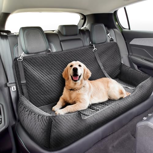Suzile Dog Car Seat Bed for Large Under 100lbs Dogs Fully Detachable and Washable Car Bed with Safety Tethers Comfortable Dog Protector for Home Travel Camping 49 x 22 Black - Image 1