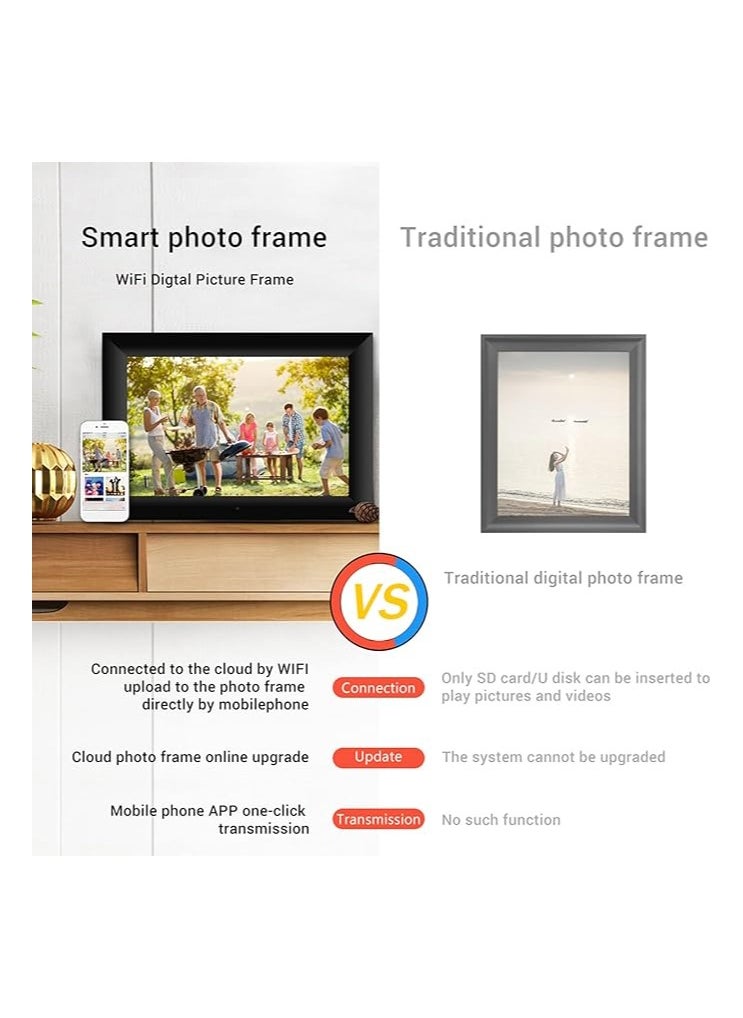 HOPHOP - 64GB Smart WiFi Digital Photo Frame with 10.1 inch Touch Screen and 64GB Storage - Perfect for Displaying Your Favorite Photos and Videos (Large Digital Frame) - Image 1