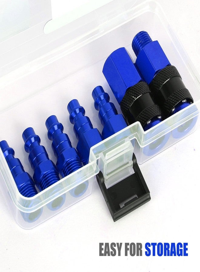 FYPower Air Hose Fittings, 7 Pieces 1/4" NPT Aluminum AMT Universal Air Couplers and I/M Industrial Type Air Plugs Kit, Blue - Image 3