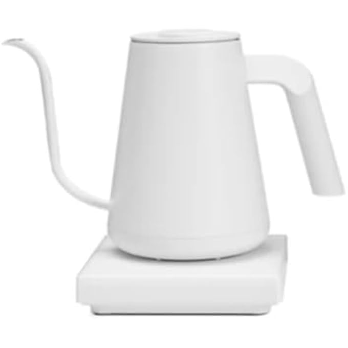 تايم مور غلاية كهربائية Fish Pro Gooseneck مع تحكم متغير في درجة الحرارة من الفولاذ المقاوم للصدأ وتسخين سريع وحماية من الغليان الجاف ومقبض يمين وسعة 900 مل، لون أبيض