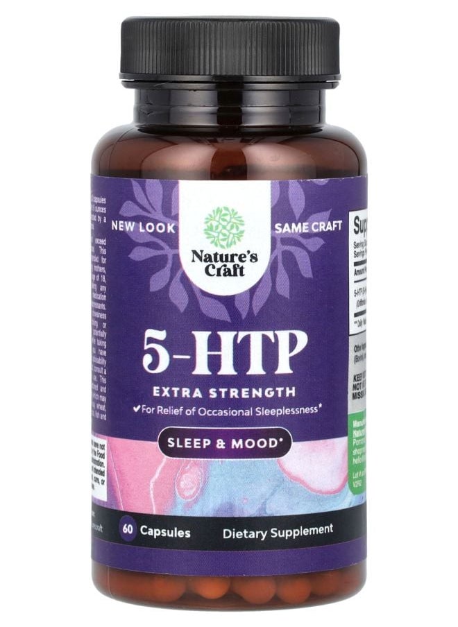 Nature's Craft 5-HTP Extra Strength 100 mg 60 Capsules (50 mg per Capsule) 