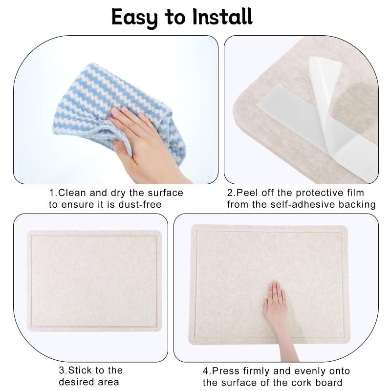 Thboxes Bulletin Board, 24" x 18" Foldable Cork Board Felt Pin Boards with 30 Pushpins Self-Adhesive Photo Decorative Felt Boards for Walls, Office, School, Classroom, Home, Bedroom - Oatmeal - Image 4