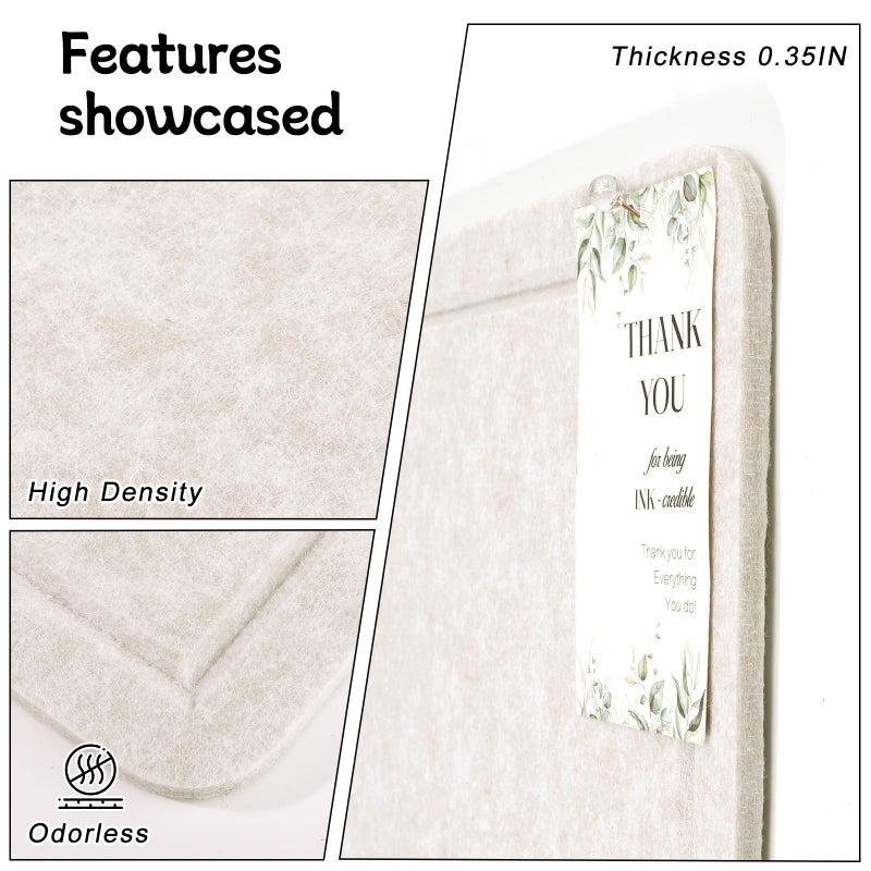 Thboxes Bulletin Board, 24" x 18" Foldable Cork Board Felt Pin Boards with 30 Pushpins Self-Adhesive Photo Decorative Felt Boards for Walls, Office, School, Classroom, Home, Bedroom - Oatmeal - Image 5