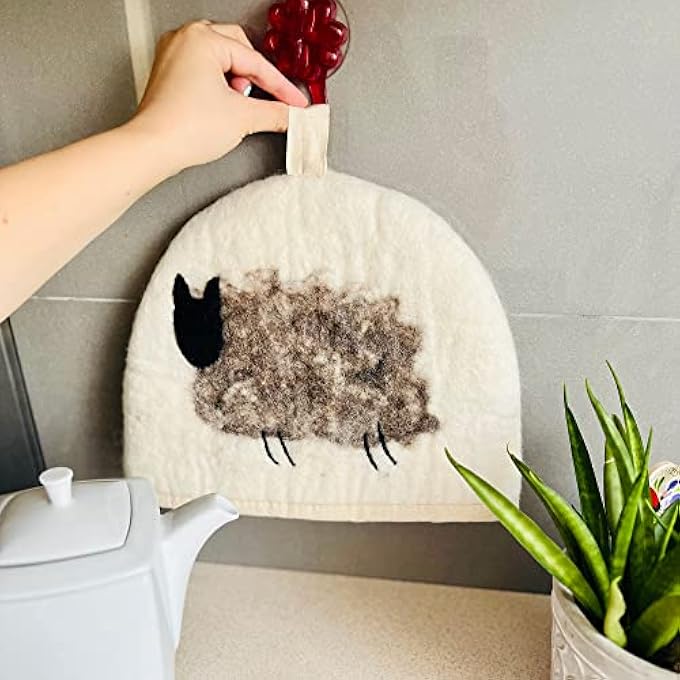 Glaciart One Wool Teapot Cozy Kettle Cover  Dome Shaped Large Tea Cosy Kettle Or French Press  Handmade  Needle Felted From Natural Wool  Warms Up To 2 Hours  Great As Gift - Image 5