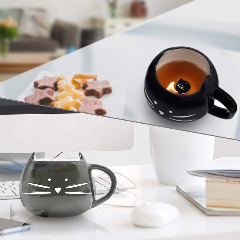 Koolkatkoo Cute Ceramic Cat Coffee Mug 12 oz Cat Lovers Kitty Tea Mugs Gifts for Women Girls Black - Image 4