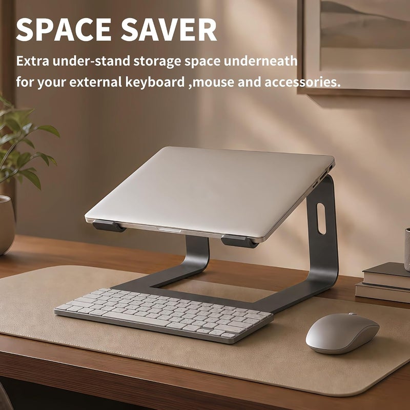 Orionstar حامل كمبيوتر محمول من الألومنيوم المحمول، متوافق مع أجهزة Apple Mac MacBook Air Pro من 10 إلى 15.6 بوصة، حامل قابل للفصل ومريح، رمادي فضائي - Image 5