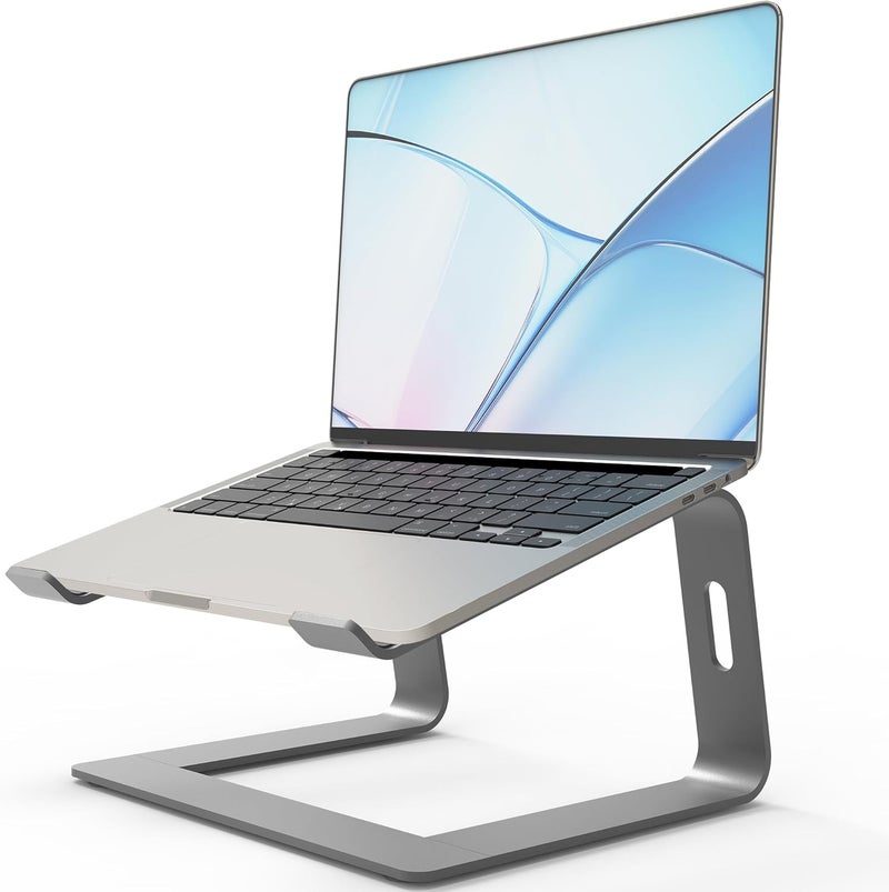 Orionstar حامل كمبيوتر محمول من الألومنيوم المحمول، متوافق مع أجهزة Apple Mac MacBook Air Pro من 10 إلى 15.6 بوصة، حامل قابل للفصل ومريح، رمادي فضائي - Image 1