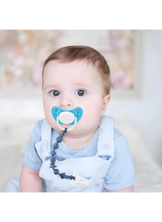 باندا إير مجموعة من 6 مشابك مصاصة سيليكون من باندا إير، مشبك حامل مصاصة بتصميم قطعة واحدة، مشابك مصاصة محايدة للأطفال الأولاد والبنات، مشابك مصاصة للأطفال مع سلسلة من أشرطة اللهاية لعضاضات الأطفال - Image 2