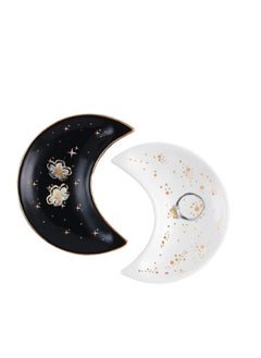 Y&D Moon Shape Jewellery Tray Ceramic Jewelry Dish Trinket Dish Sundries Organiser Accessories for Home Decor  - Image 1