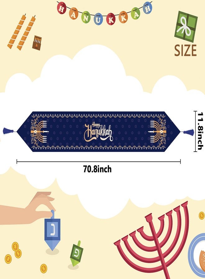 Wehhbtye 2 Pack Hanukkah Table Runner -12 x71 Jewish Chanukah Table Decoration with Tassels -Table Runner Dresser Scarves for Table Dinner Holiday Party (Hanukkah Table Runner, 2) - Image 2