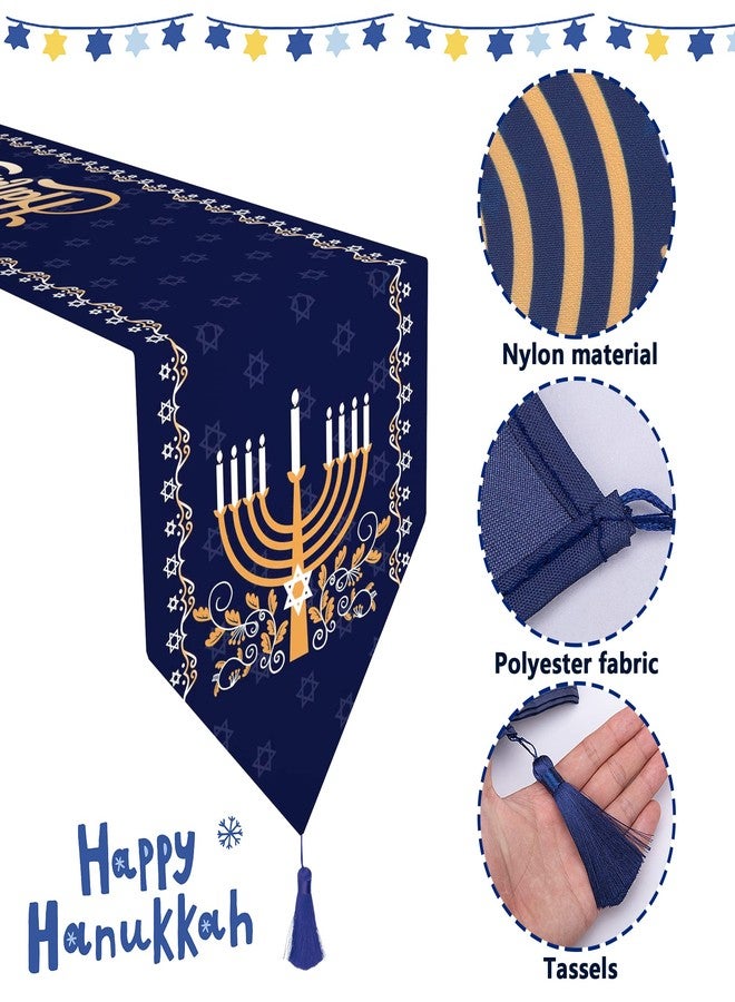 Wehhbtye 2 Pack Hanukkah Table Runner -12 x71 Jewish Chanukah Table Decoration with Tassels -Table Runner Dresser Scarves for Table Dinner Holiday Party (Hanukkah Table Runner, 2) - Image 3