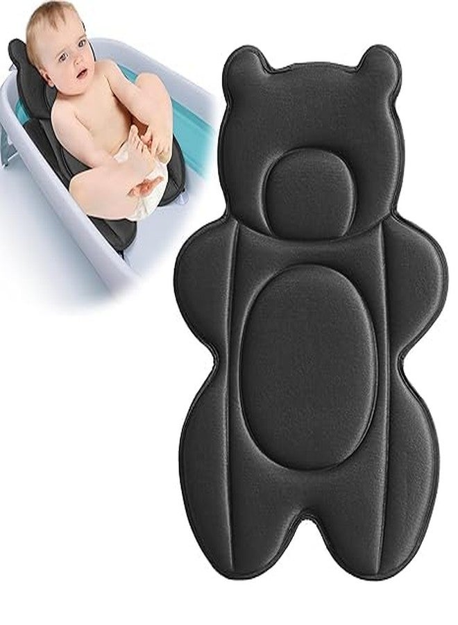 Ihaapsi Infant Baby Bath Cushion,Fits Inside Most Baby Bathtubs, Breathable Soft Baby Bath Support Seat,Baby Bath Pad Bath Pillow for Bathtub,Newborn Bath Mat with 4 Suction Cups (Black) - Image 1