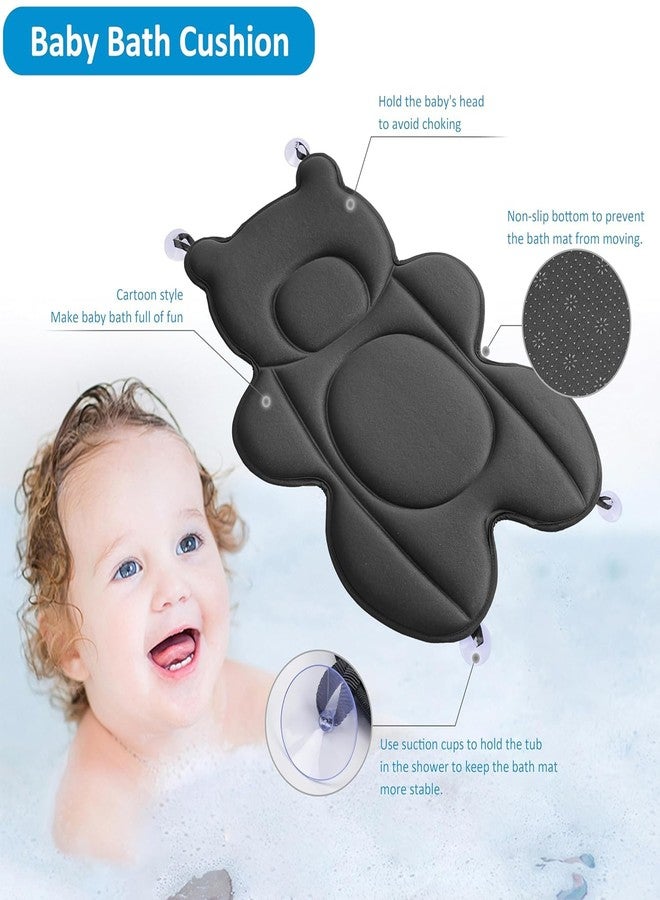 Ihaapsi Infant Baby Bath Cushion,Fits Inside Most Baby Bathtubs, Breathable Soft Baby Bath Support Seat,Baby Bath Pad Bath Pillow for Bathtub,Newborn Bath Mat with 4 Suction Cups (Black) - Image 2