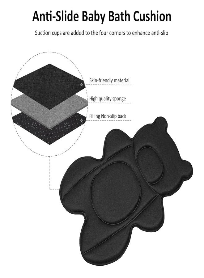 Ihaapsi Infant Baby Bath Cushion,Fits Inside Most Baby Bathtubs, Breathable Soft Baby Bath Support Seat,Baby Bath Pad Bath Pillow for Bathtub,Newborn Bath Mat with 4 Suction Cups (Black) - Image 5
