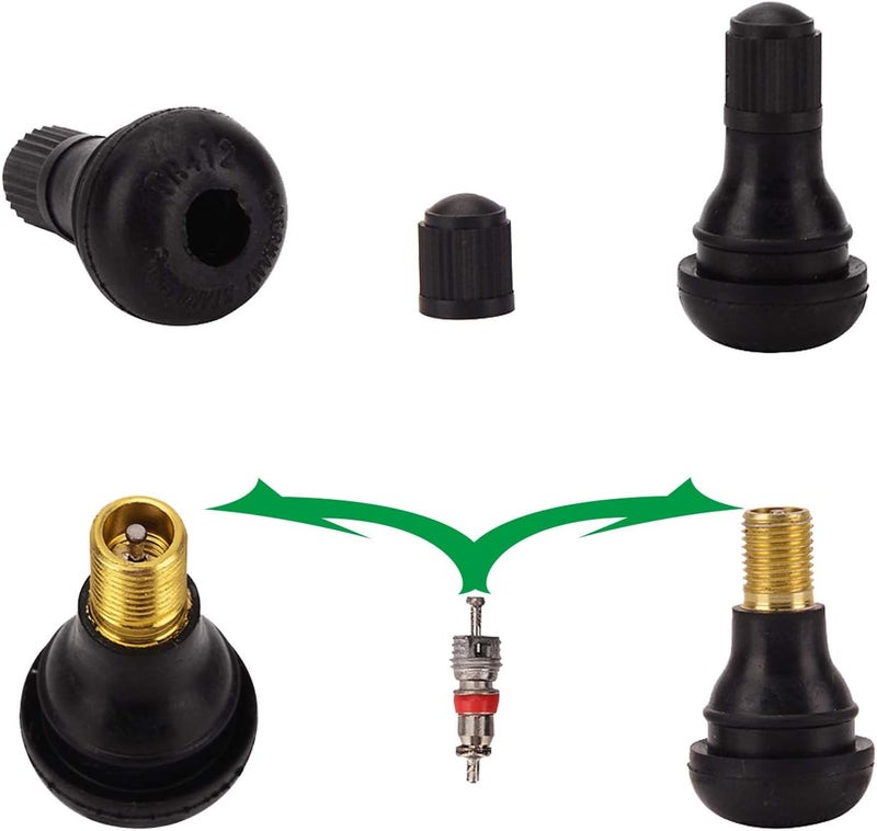 FEBRYTOLD Tire Valve Stem Tool Remover & Installation, 6 Pcs TR412 Snap-in Valve Stems with Valve Stem Cores, 1 Pcs Single Head Tire Valve Core Remover Installer Tool (14 Pcs) - Image 3
