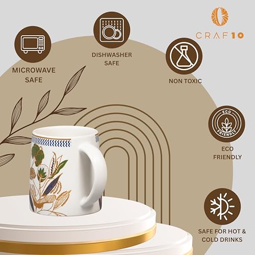 CRAF10 Botanic Gold Coffee Tea Mugs Sets of 2, Ideal for Gifting - Image 5