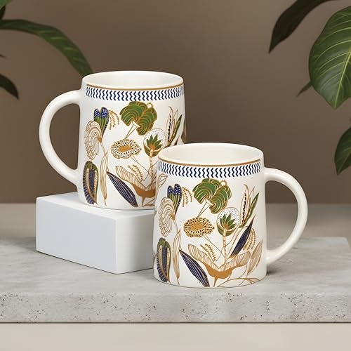 CRAF10 Botanic Gold Coffee Tea Mugs Sets of 2, Ideal for Gifting - Image 2