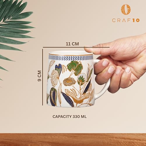 CRAF10 Botanic Gold Coffee Tea Mugs Sets of 2, Ideal for Gifting - Image 3